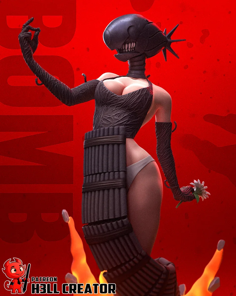 Reze | Fan Art | 3D Printed Resin Model Garage Kit | *Un-Painted* | H3LL Creator 15