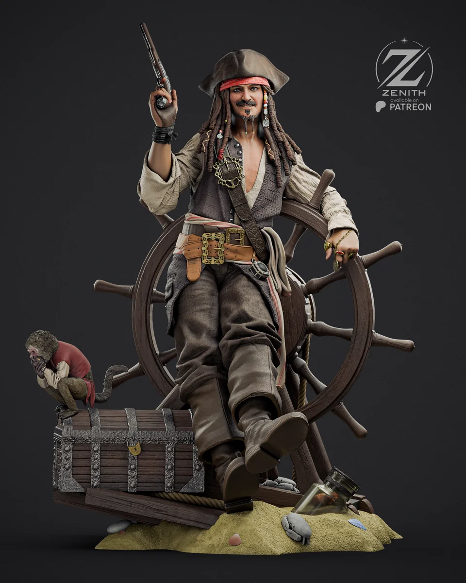 Jack Sparrow | Fan Art | 3D Printed Resin Model Garage Kit | *Un-Painted* | Zenith Studios 10