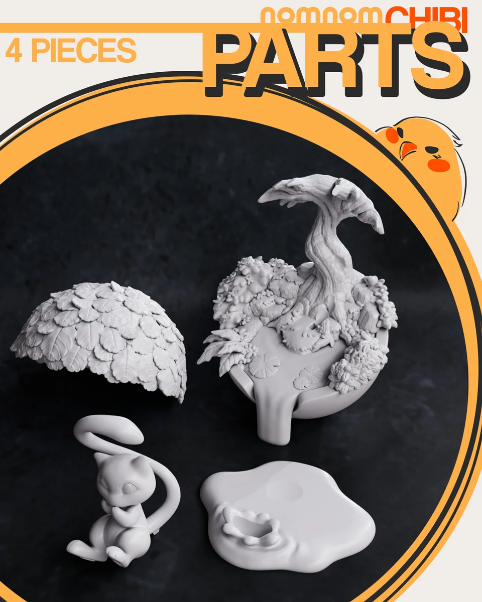Chibi Mew | Fan Art | 3D Printed Resin Model Garage Kit | *Un-Painted* | Nomnom 3