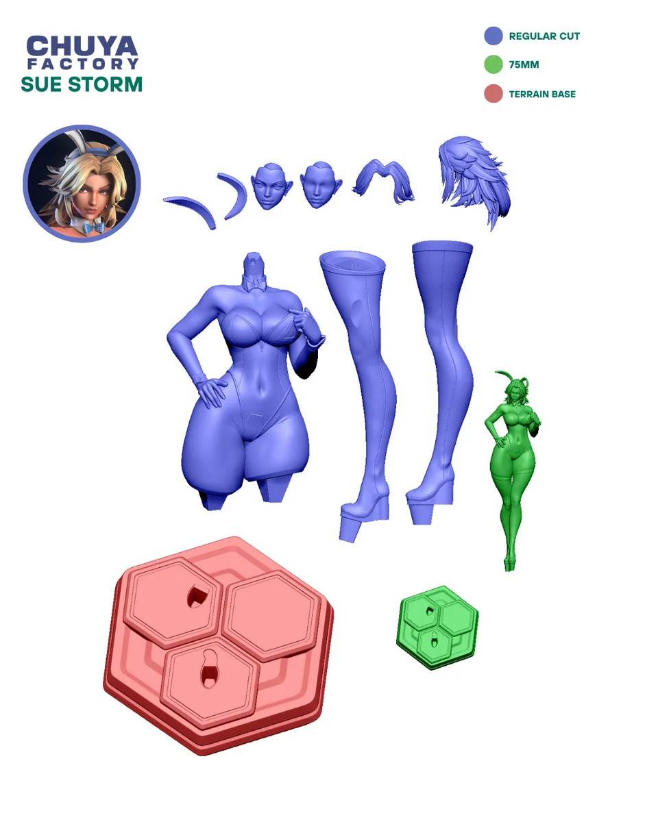 Sue Storm | Fan Art | 3D Printed Resin Model Garage Kit | *Un-Painted* | Chuya Factory 14