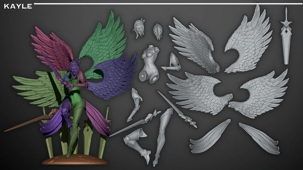 Kayle | Fan Art | 3D Printed Resin Model Garage Kit | *Un-Painted* | Inaki Sculpts 6