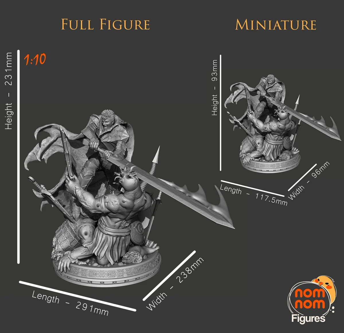 Guts v02 | Fan Art | 3D Printed Resin Model Garage Kit | *Un-Painted* | Nomnom 4