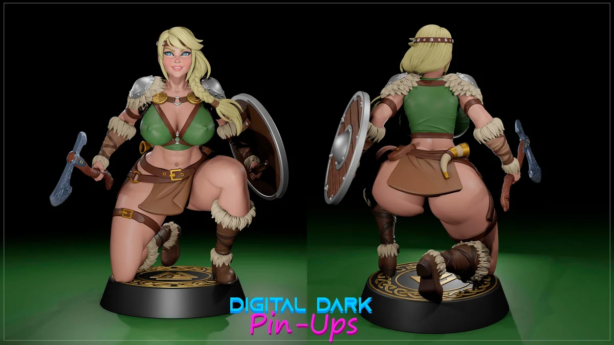 Viking Maiden | Fan Art | 3D Printed Resin Model Garage Kit | *Un-Painted* | Digital Dark 2