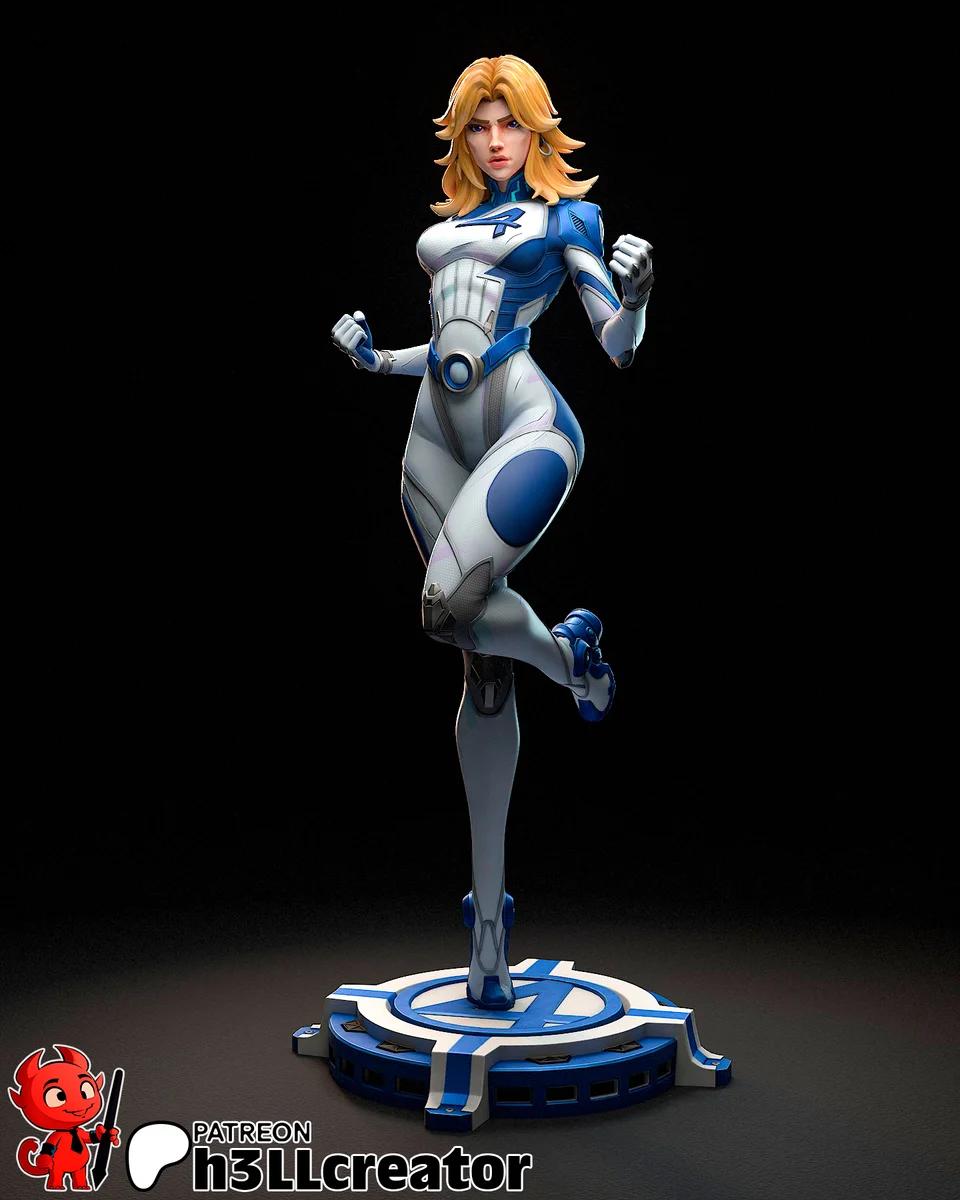 Invisible Woman | Fan Art | 3D Printed Resin Model Garage Kit | *Un-Painted* | H3LL Creator 4