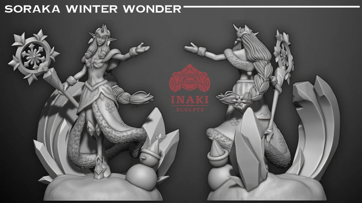 Soraka Winter Wonder | Fan Art | 3D Printed Resin Model Garage Kit | *Un-Painted* | Inaki Sculpts 5