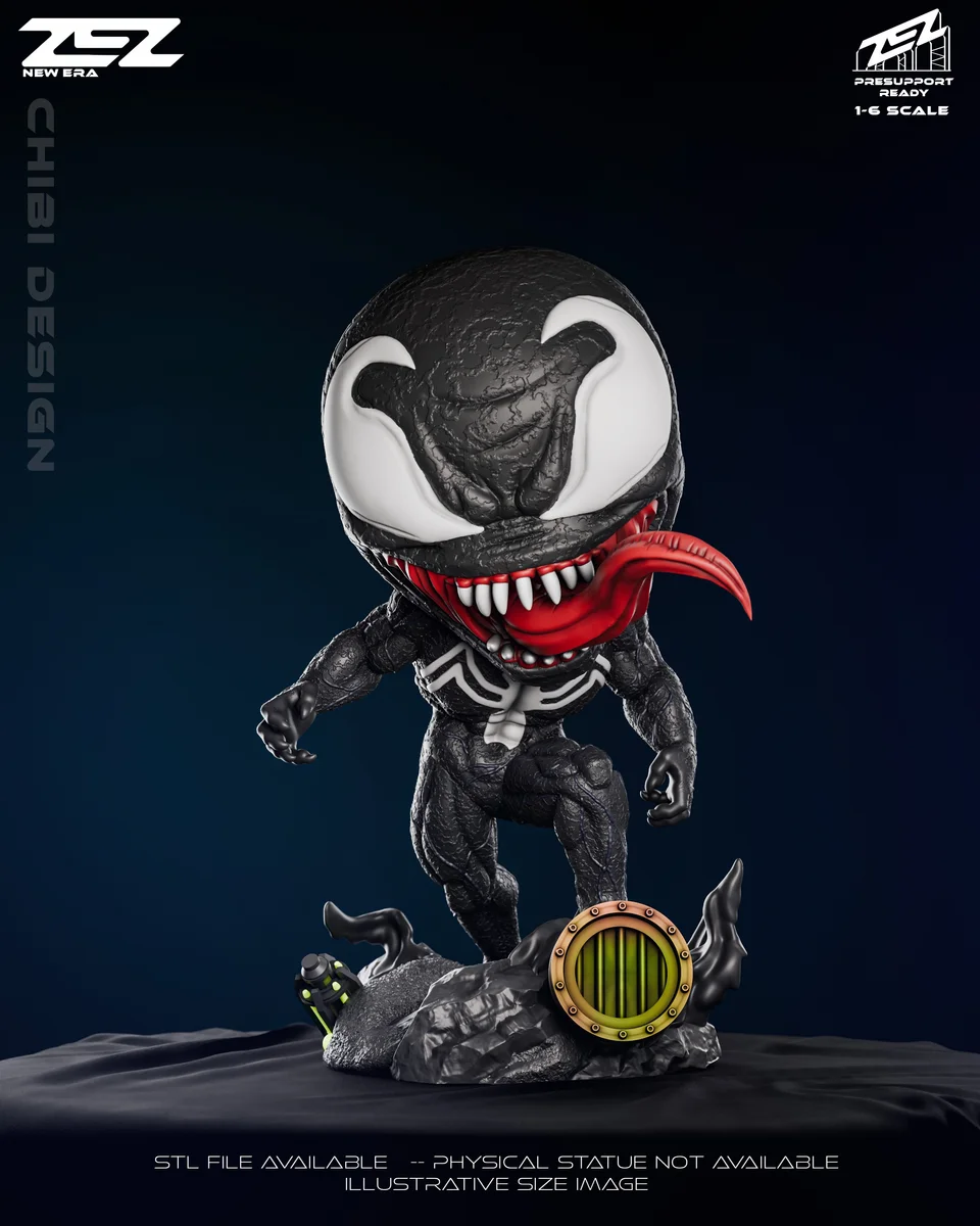 Chibi Venom | Fan Art | 3D Printed Resin Model Garage Kit | *Un-Painted* | ZEZ Studio 8