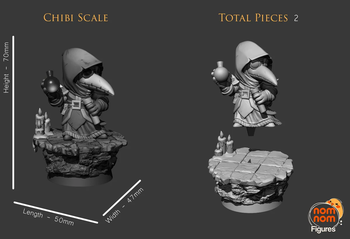 Chibi Plague Doctor | Fan Art | 3D Printed Resin Model Garage Kit | *Un-Painted* | Nomnom 9
