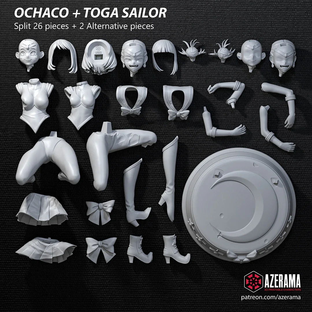 Ochaco+Toga (Sailor) | Fan Art | 3D Printed Resin Model Garage Kit | *Un-Painted* | Azerama 4