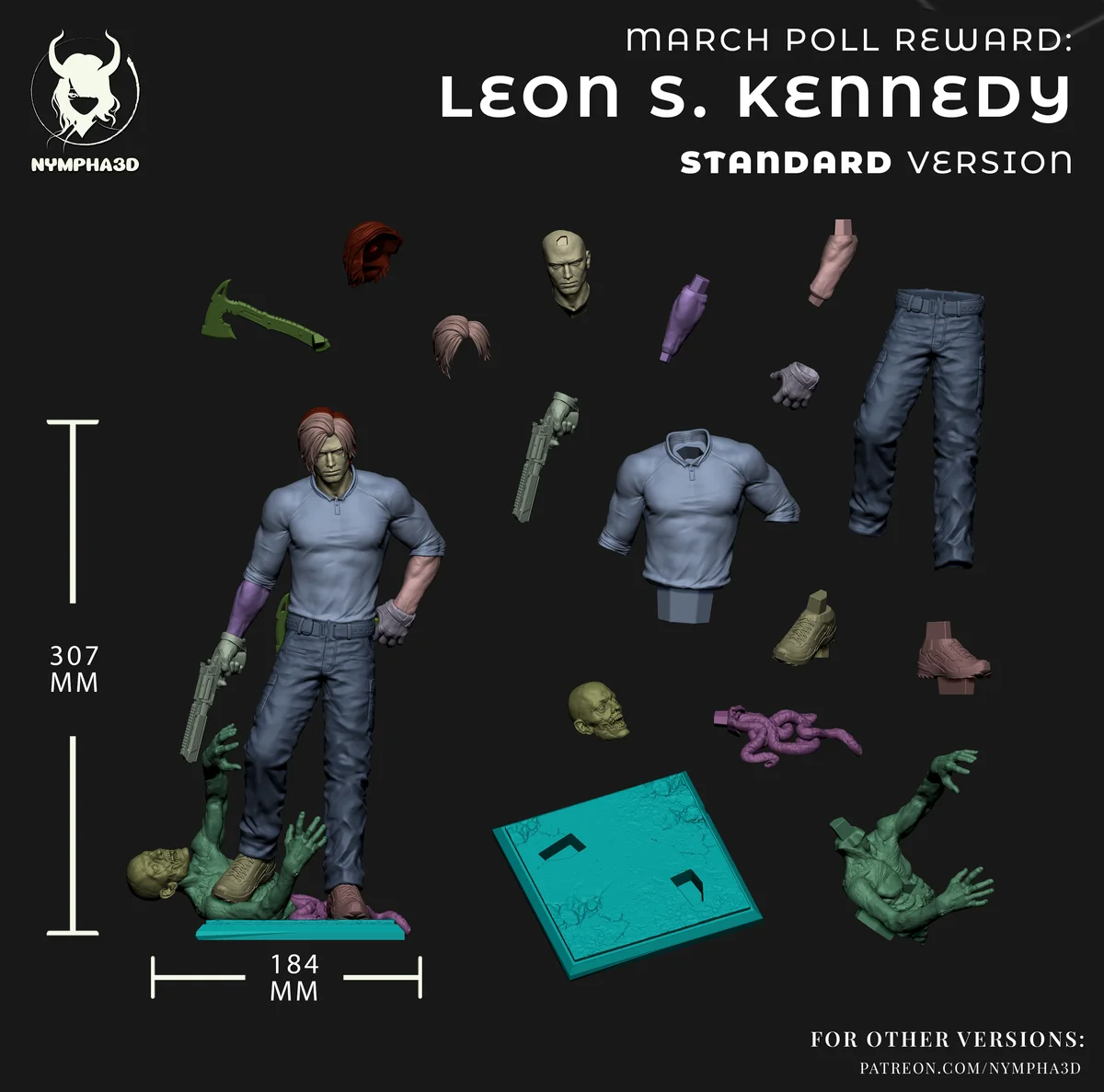 Leon Kennedy | Fan Art | 3D Printed Resin Model Garage Kit | *Un-Painted* | Nympha3D 7