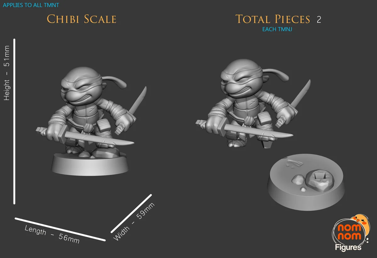 Chibi Ninja Turtles | Fan Art | 3D Printed Resin Model Garage Kit | *Un-Painted* | Nomnom 3