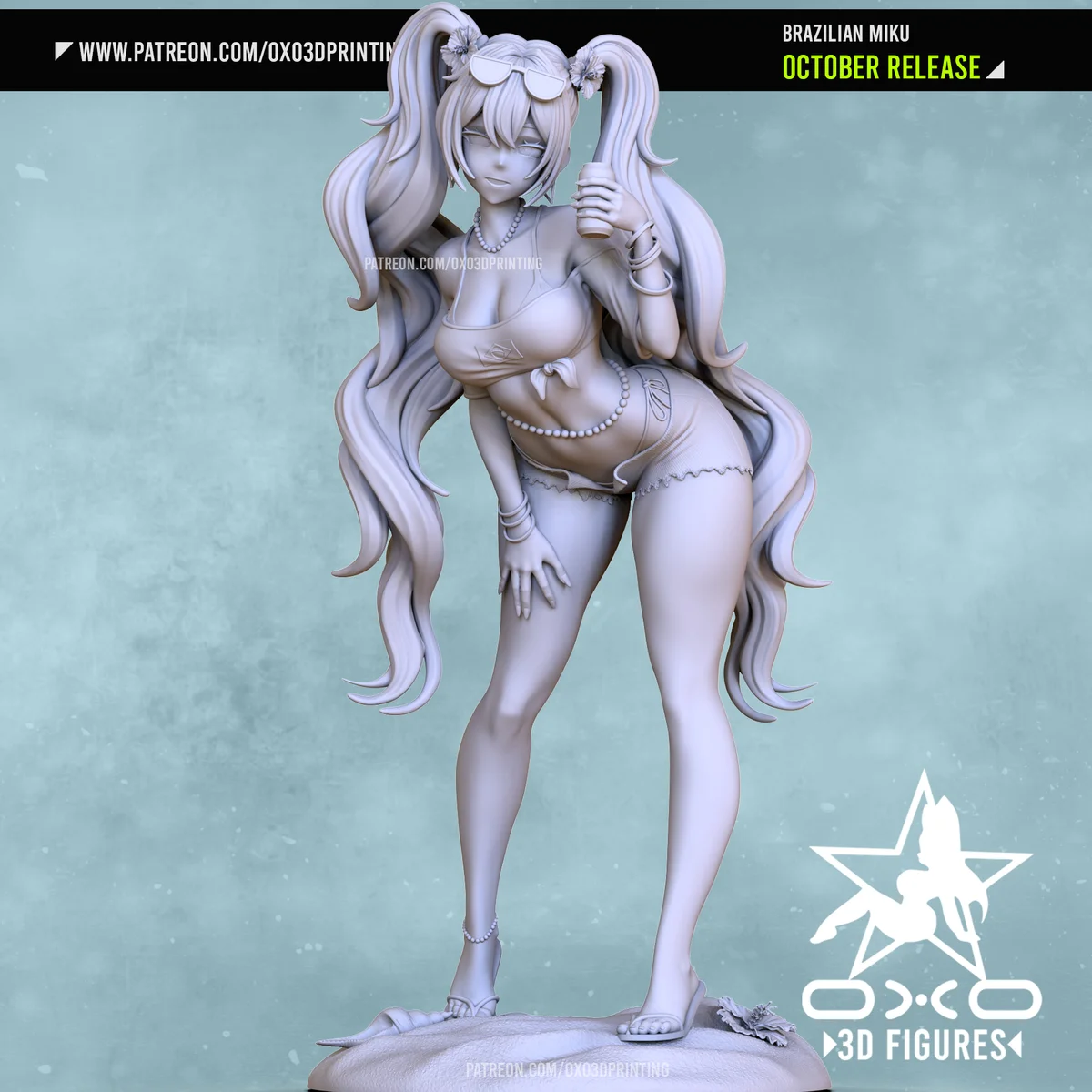 Brazilian Miku | Fan Art | 3D Printed Resin Model Garage Kit | *Un-Painted* | OXO3D 8