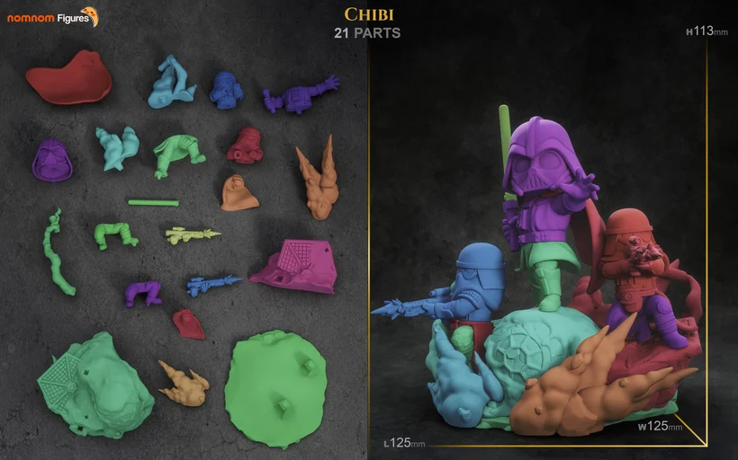Chibi Darth Vader | Fan Art | 3D Printed Resin Model Garage Kit | *Un-Painted* | Nomnom 6