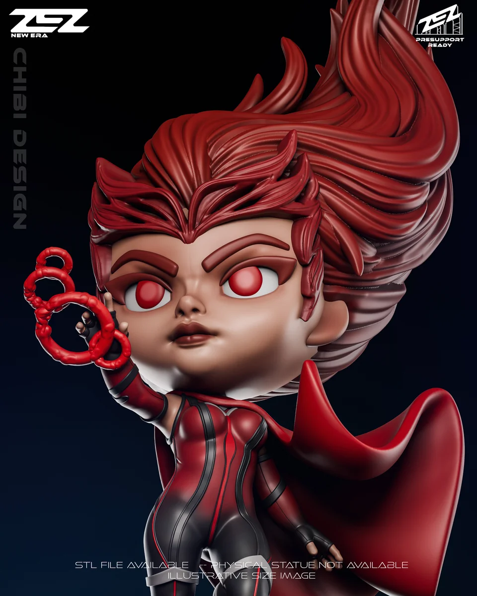 Chibi Scarlet Witch | Fan Art | 3D Printed Resin Model Garage Kit | *Un-Painted* | ZEZ Studio 5