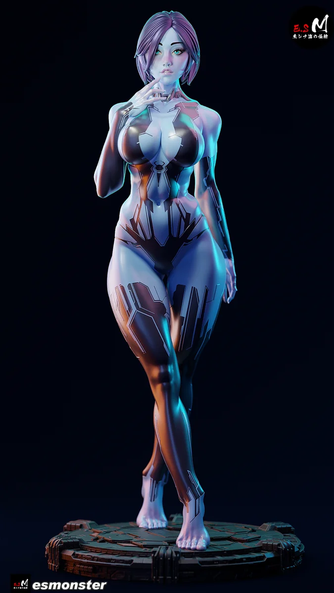 Cortana | Fan Art | 3D Printed Resin Model Garage Kit | *Un-Painted* | ES Monster 25