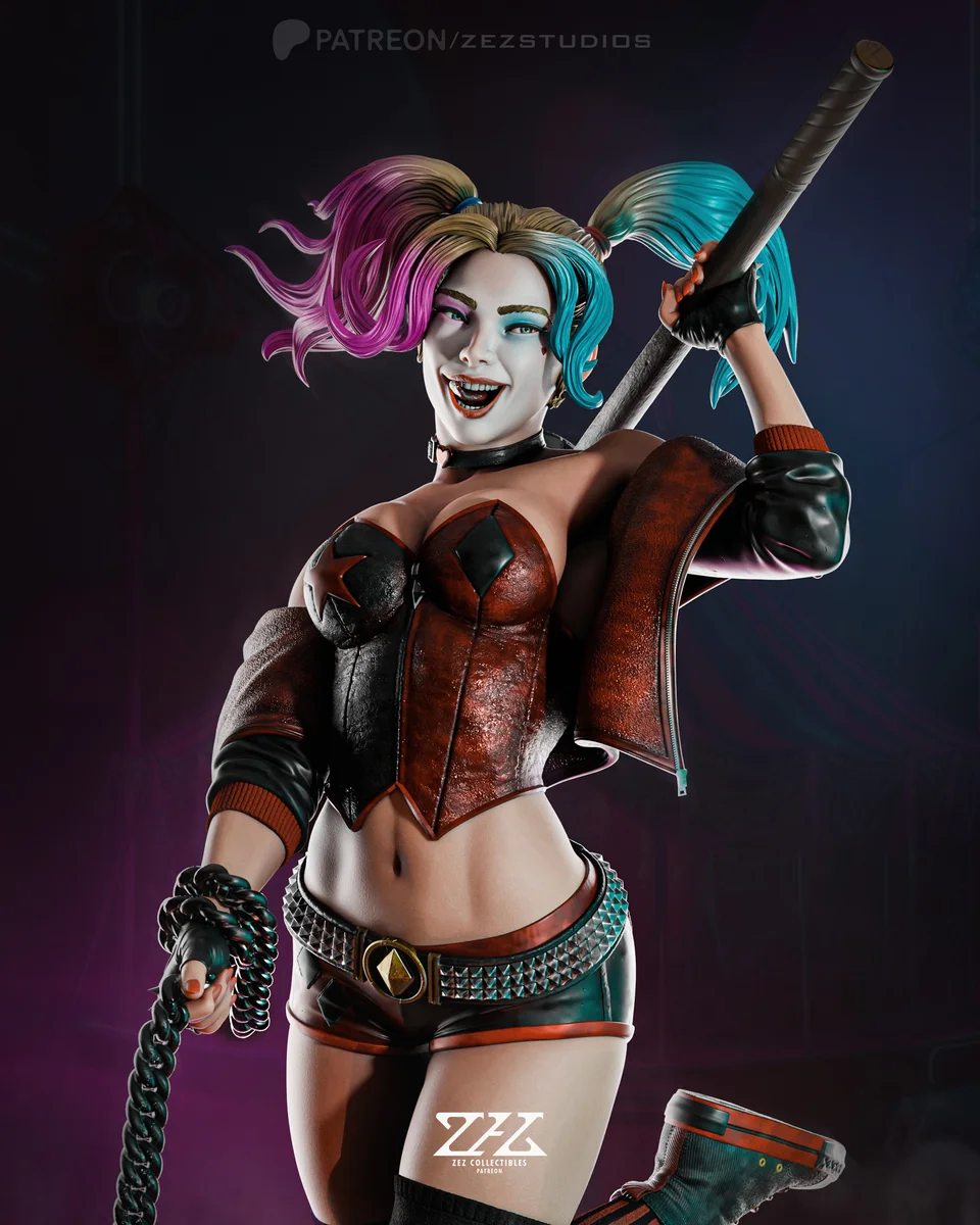 Harley Quinn | Fan Art | 3D Printed Resin Model Garage Kit | *Un-Painted* | ZEZ Studio