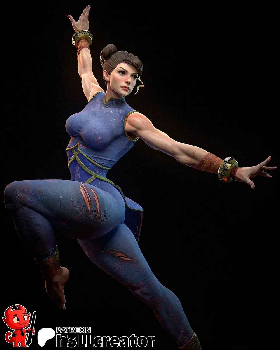 Chun-Li | Fan Art | 3D Printed Resin Model Garage Kit | *Un-Painted* | H3LL Creator