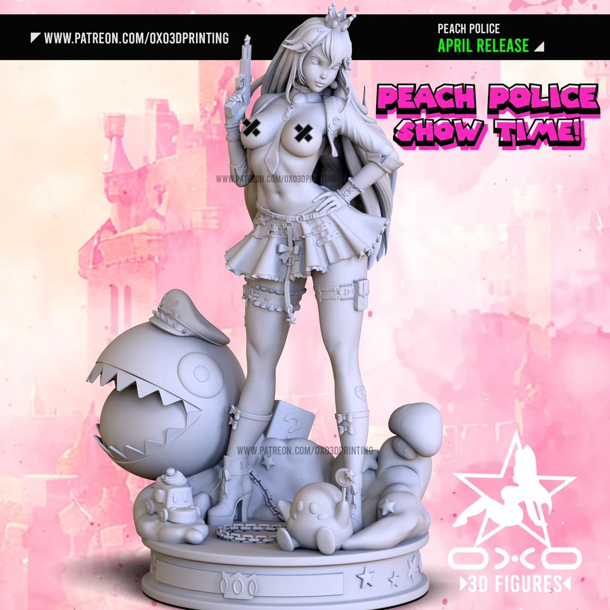Peach Police | Fan Art | 3D Printed Resin Model Garage Kit | *Un-Painted* | OXO3D 8