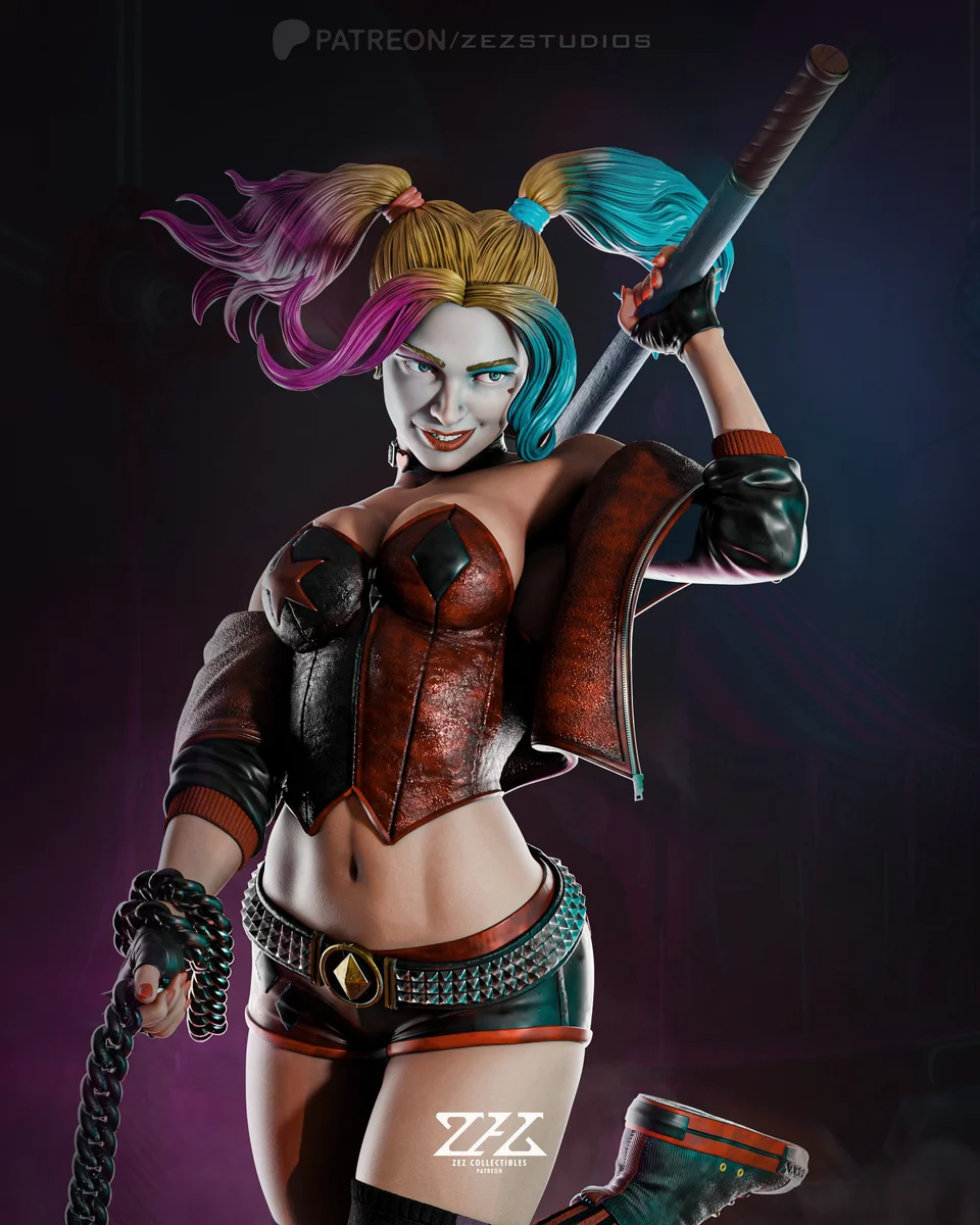 Harley Quinn | Fan Art | 3D Printed Resin Model Garage Kit | *Un-Painted* | ZEZ Studio 8