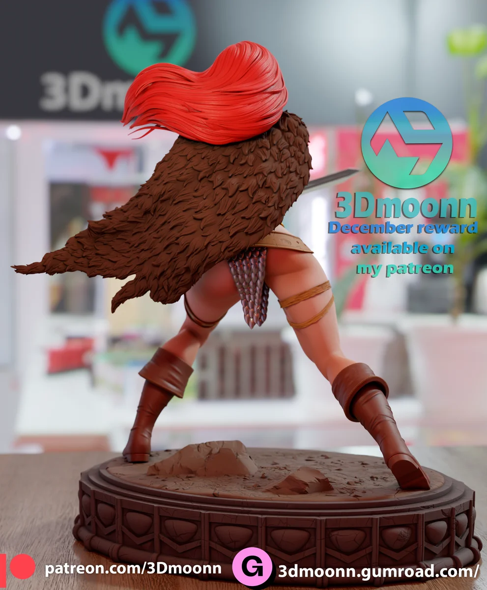 Red Sonja | Fan Art | 3D Printed Resin Model Garage Kit | *Un-Painted* | 3DMoonn 3