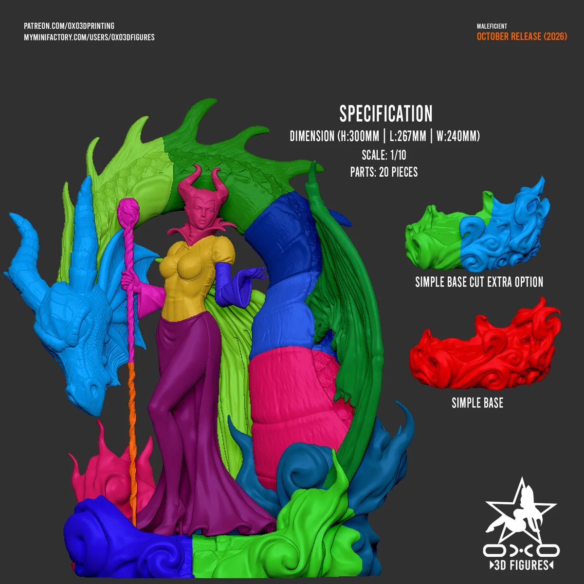 Maleficient | Fan Art | 3D Printed Resin Model Garage Kit | *Un-Painted* | OXO3D 14