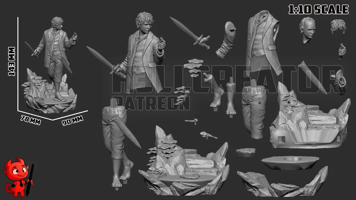 Bilbo Baggins | Fan Art | 3D Printed Resin Model Garage Kit | *Un-Painted* | H3LL Creator 12
