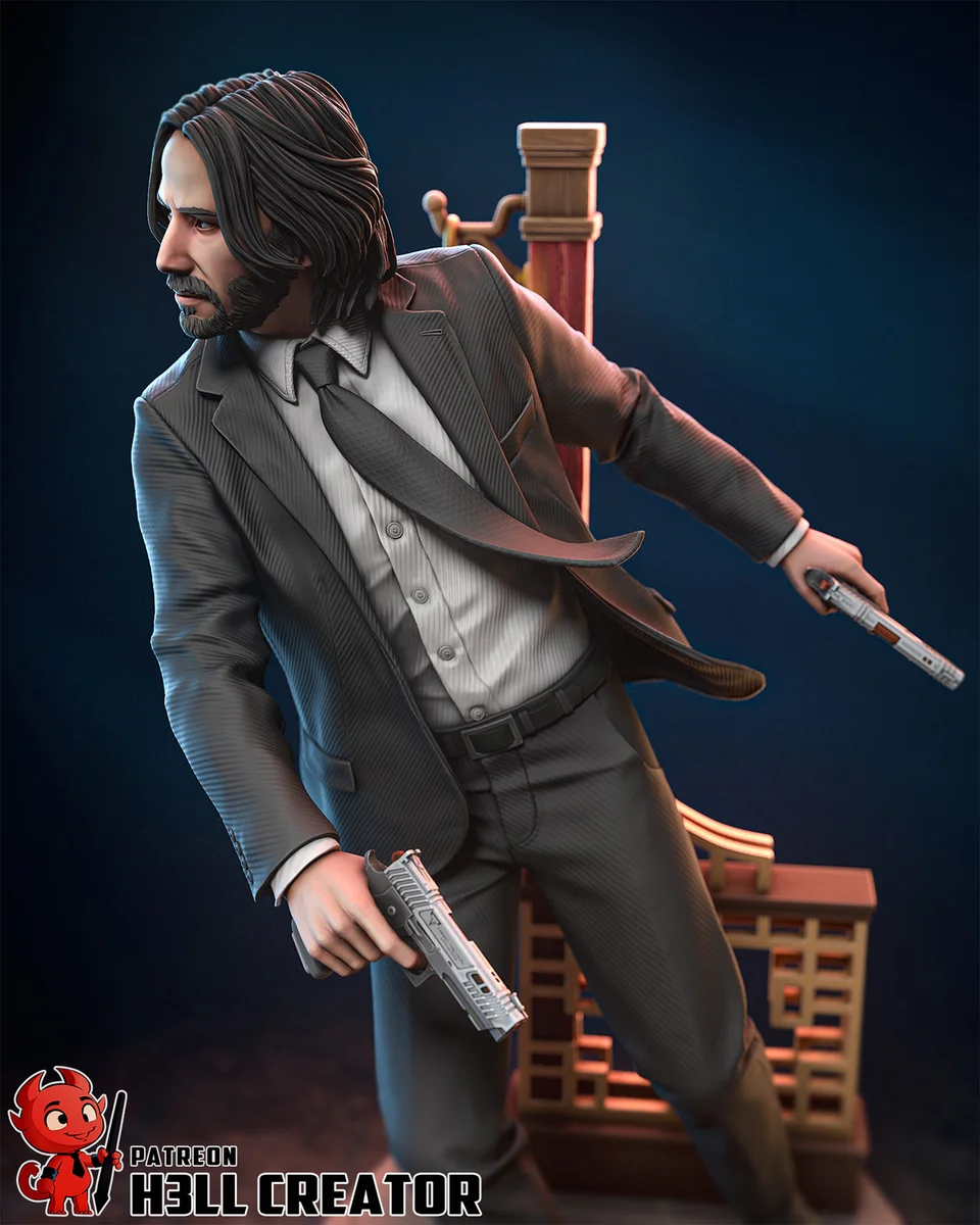 John Wick | Fan Art | 3D Printed Resin Model Garage Kit | *Un-Painted* | H3LL Creator 3