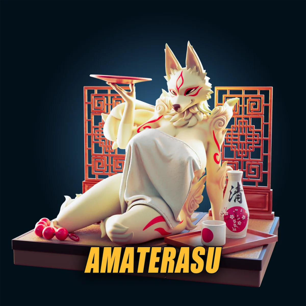 Amaterasu | Fan Art | 3D Printed Resin Model Garage Kit | *Un-Painted* | Officer Rhu