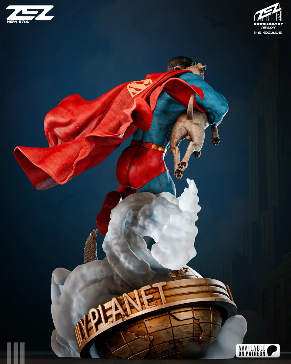 Superman & Krypto | Fan Art | 3D Printed Resin Model Garage Kit | *Un-Painted* | ZEZ Studio 3