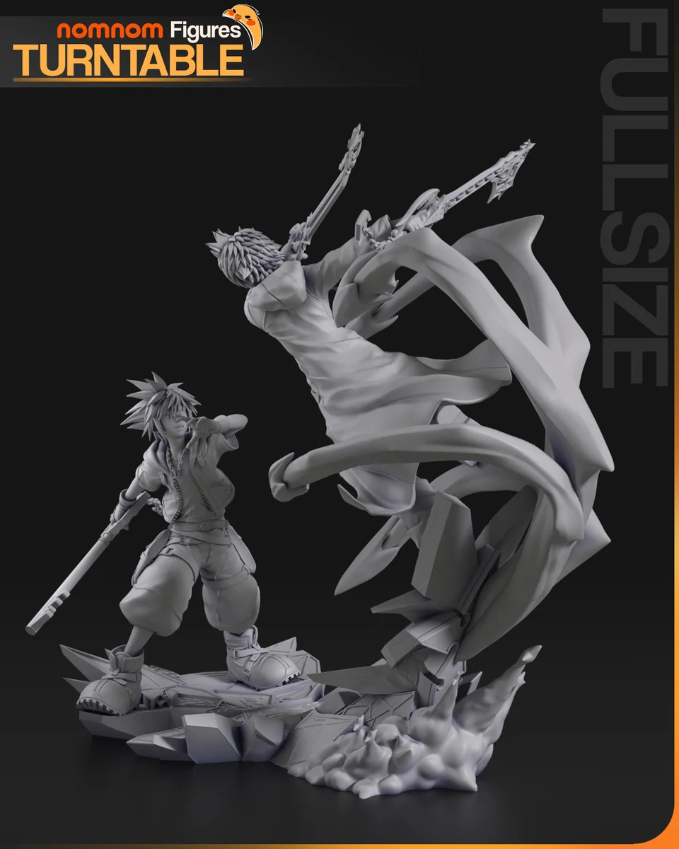Roxas x Sora | Fan Art | 3D Printed Resin Model Garage Kit | *Un-Painted* | Nomnom 15