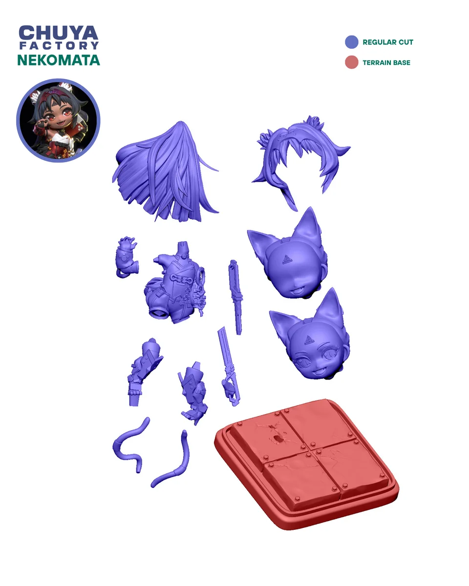Chibi Nekomata | Fan Art | 3D Printed Resin Model Garage Kit | *Un-Painted* | Chuya Factory 12