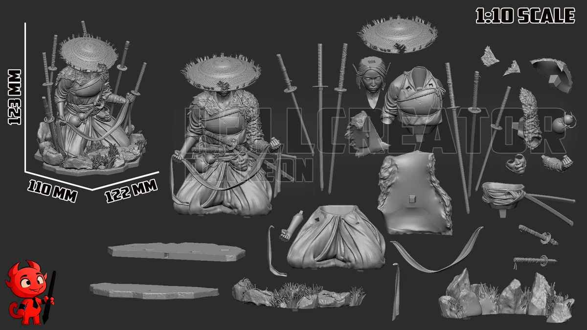 Atsu | Fan Art | 3D Printed Resin Model Garage Kit | *Un-Painted* | H3LL Creator 9