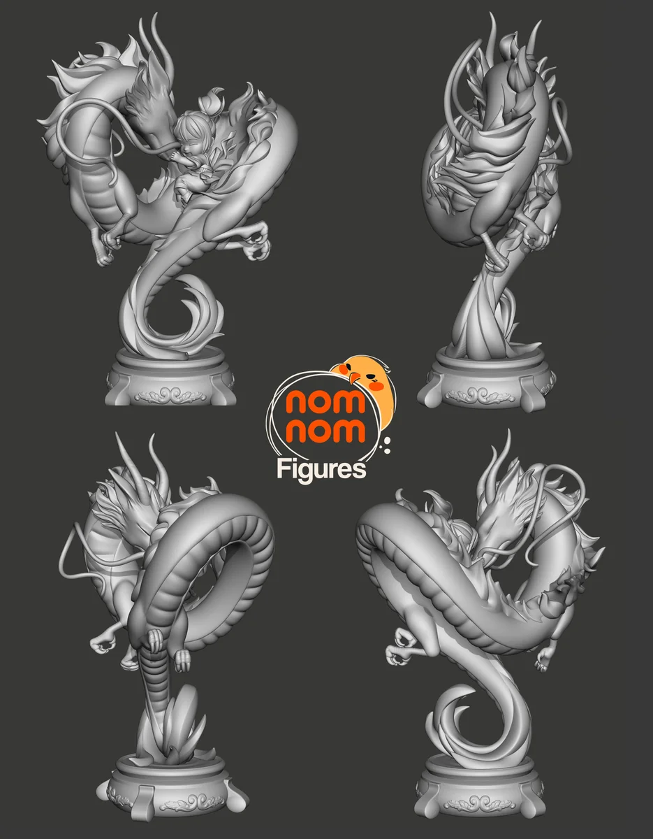 Chibi Chihiro and Haku | Fan Art | 3D Printed Resin Model Garage Kit | *Un-Painted* | Nomnom 4