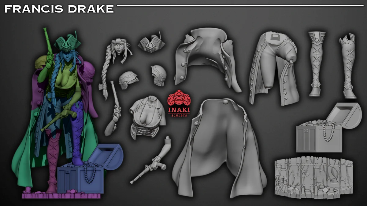 Francis Drake | Fan Art | 3D Printed Resin Model Garage Kit | *Un-Painted* | Inaki Sculpts 6
