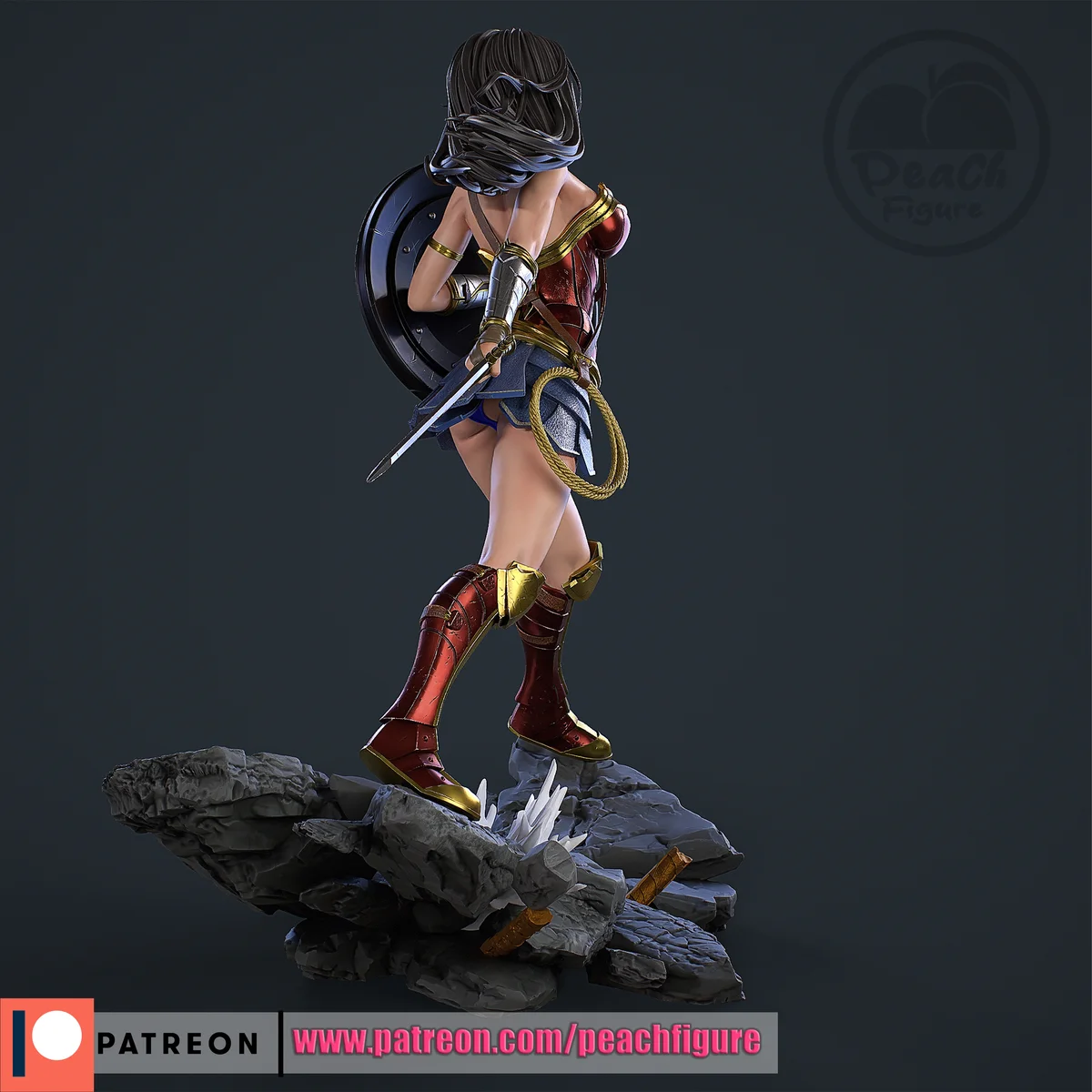 Wonder Woman | Fan Art | 3D Printed Resin Model Garage Kit | *Un-Painted* | Peach Figure 3