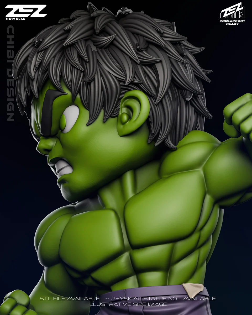 Chibi Hulk | Fan Art | 3D Printed Resin Model Garage Kit | *Un-Painted* | ZEZ Studio 6