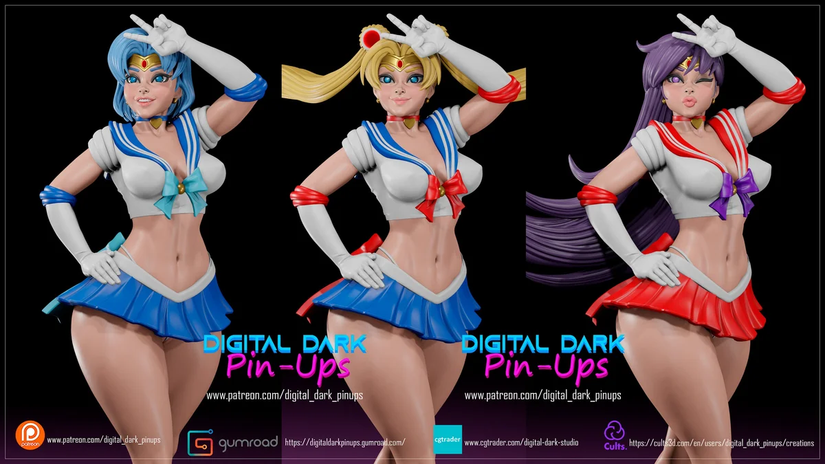 Sailor Girl | Fan Art | 3D Printed Resin Model Garage Kit | *Un-Painted* | Digital Dark 2