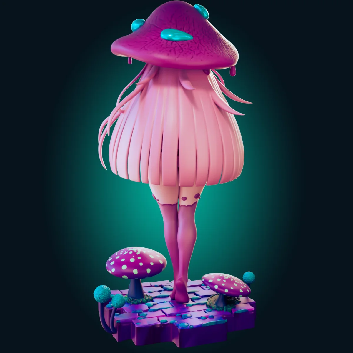 Mushroom Girl | Fan Art | 3D Printed Resin Model Garage Kit | *Un-Painted* | Officer Rhu 2