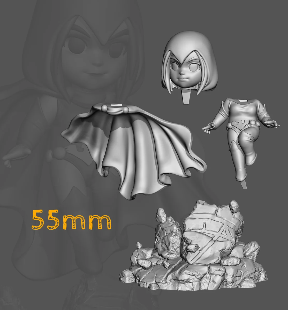 Chibi Raven | Fan Art | 3D Printed Resin Model Garage Kit | *Un-Painted* | Nomnom 3