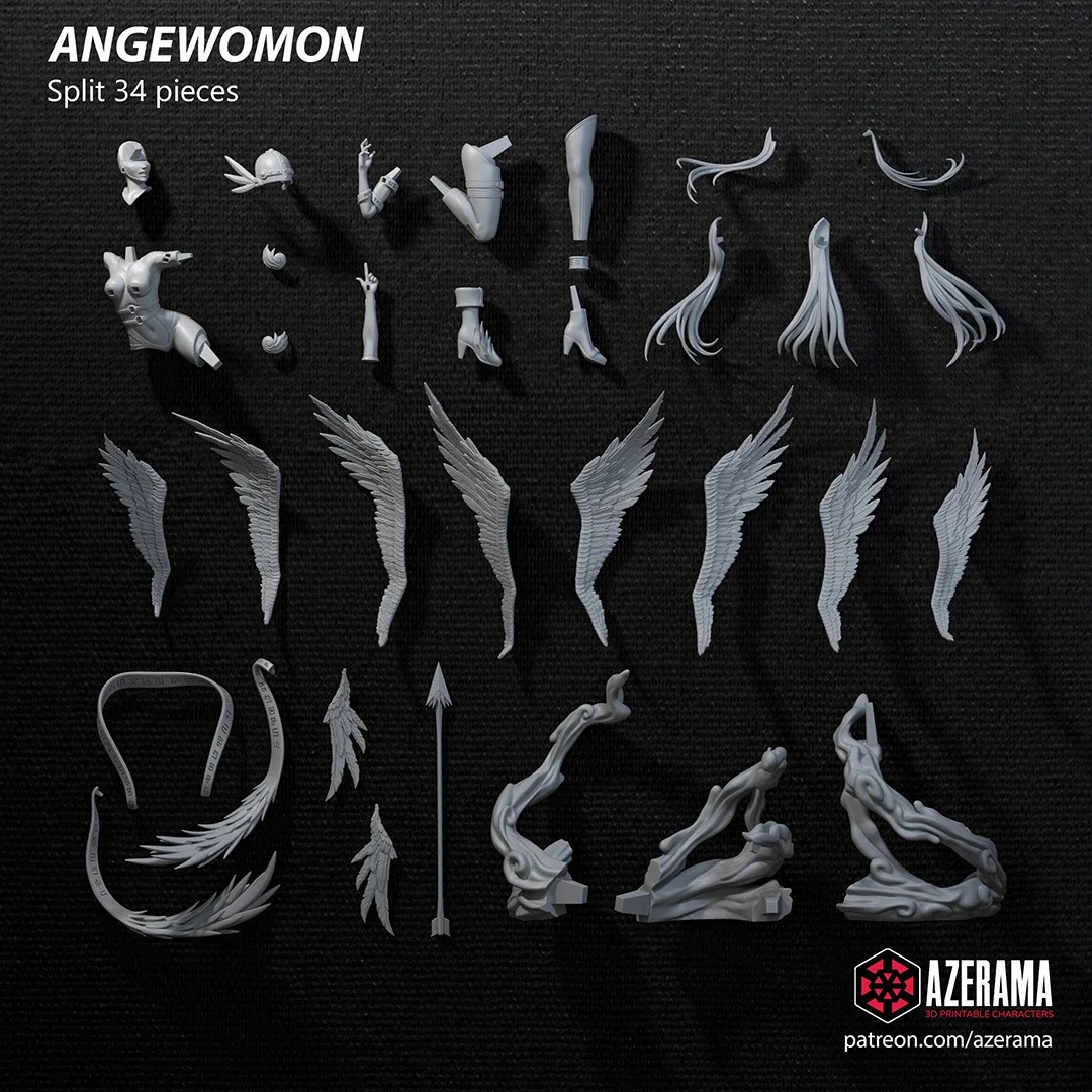 Angewomon | Fan Art | 3D Printed Resin Model Garage Kit | *Un-Painted* | Azerama 4