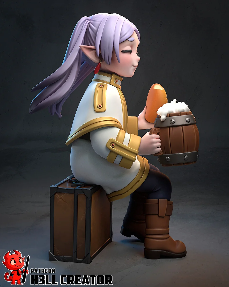 Chibi Frieren | Fan Art | 3D Printed Resin Model Garage Kit | *Un-Painted* | H3LL Creator 5
