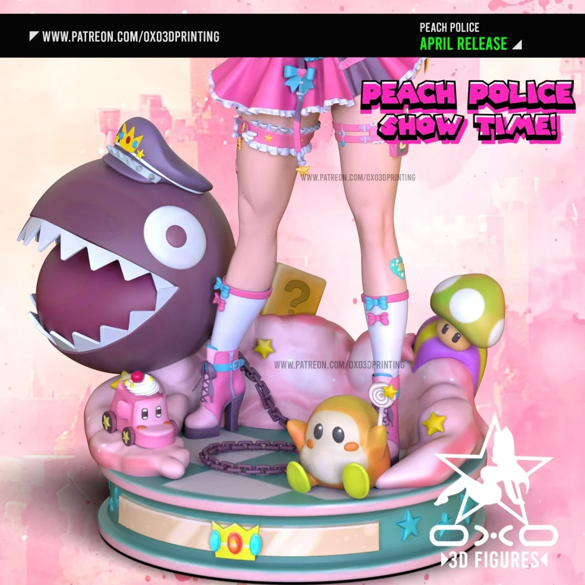 Peach Police | Fan Art | 3D Printed Resin Model Garage Kit | *Un-Painted* | OXO3D 4
