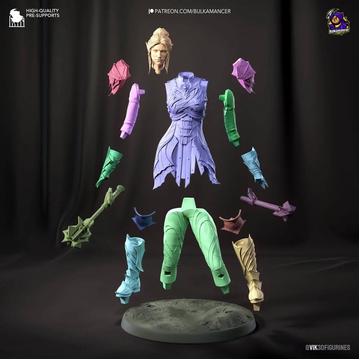 Drow Paladin | Fan Art | 3D Printed Resin Model Garage Kit | *Un-Painted* | Bulkamancer 5
