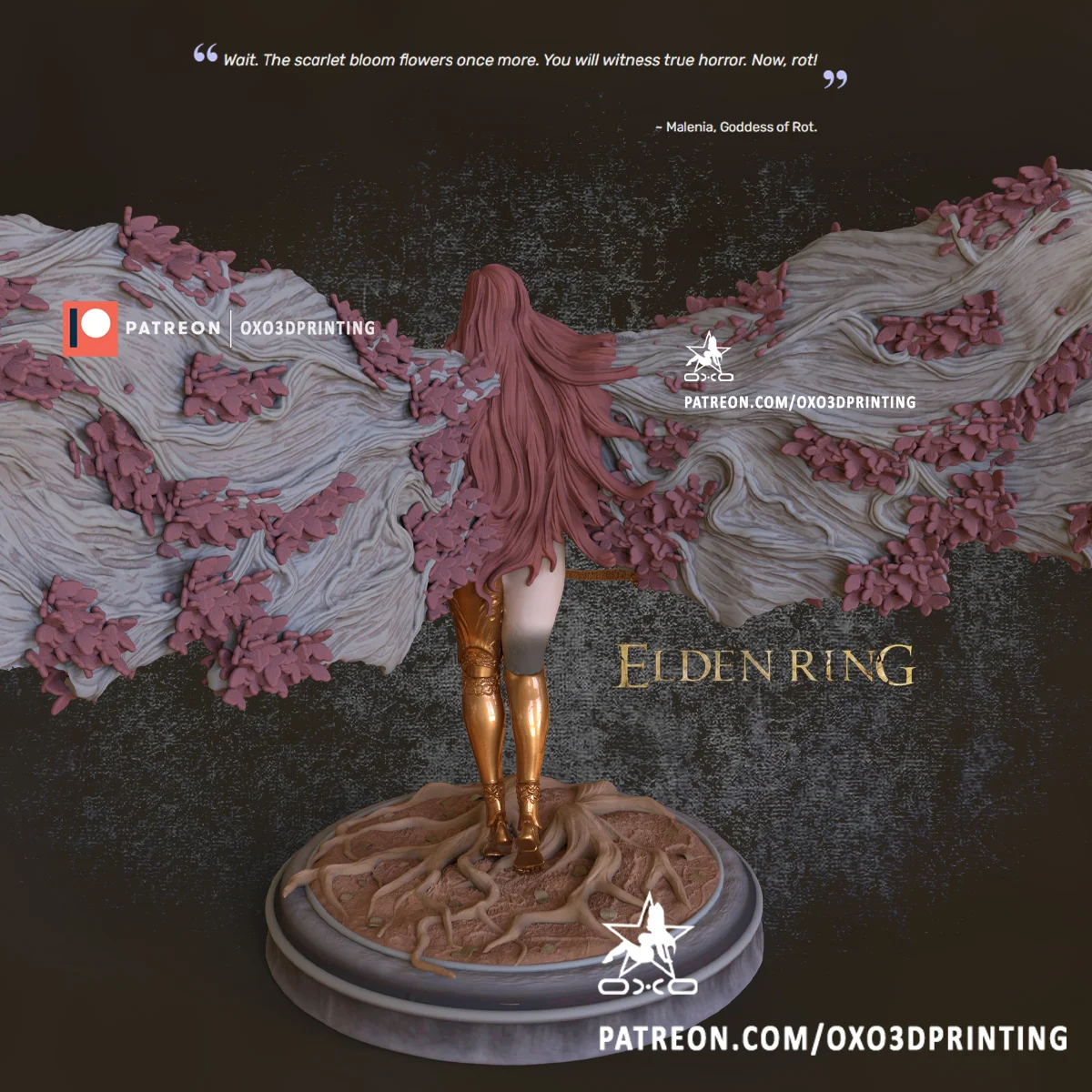 Malenia Goddess of Rot | Fan Art | 3D Printed Resin Model Garage Kit | *Un-Painted* | OXO3D 5