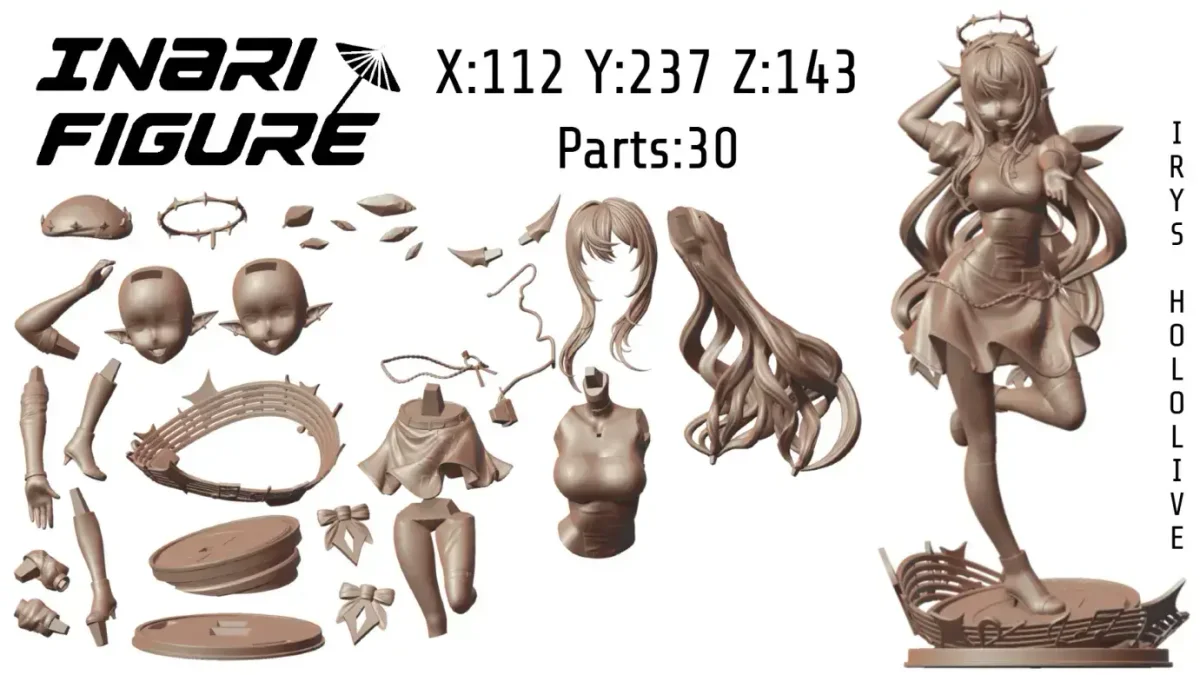 Irys | Fan Art | 3D Printed Resin Model Garage Kit | *Un-Painted* | Inari Figure 9