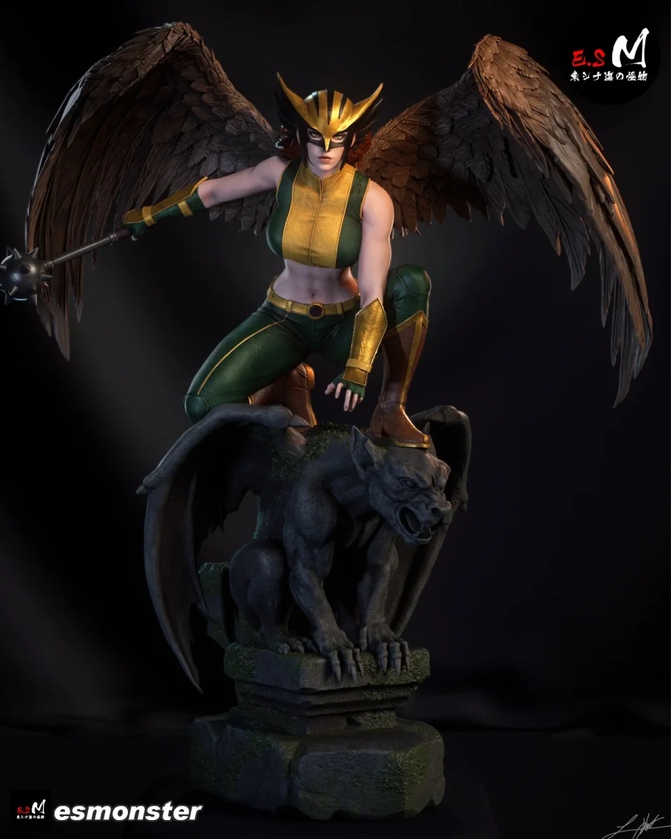 Hawk Girl | Fan Art | 3D Printed Resin Model Garage Kit | *Un-Painted* | ES Monster 3