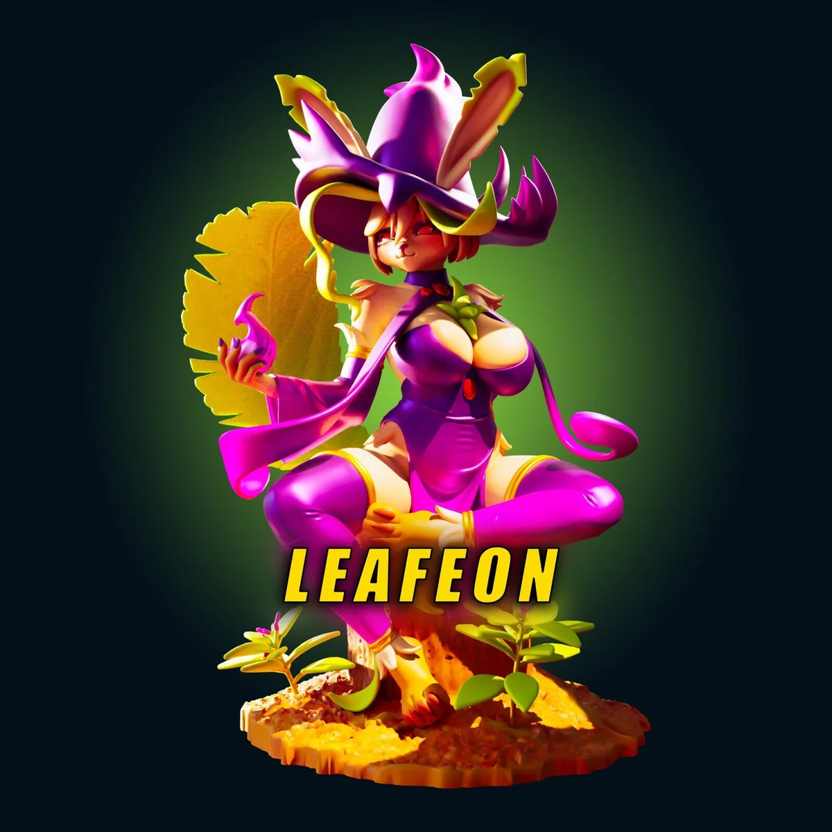 Leafeon | Fan Art | 3D Printed Resin Model Garage Kit | *Un-Painted* | Officer Rhu