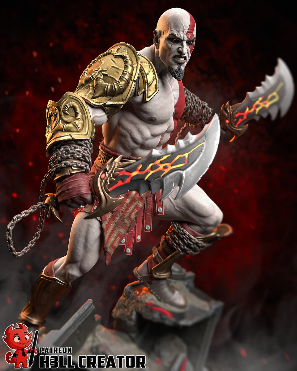 Kratos | Fan Art | 3D Printed Resin Model Garage Kit | *Un-Painted* | H3LL Creator 3