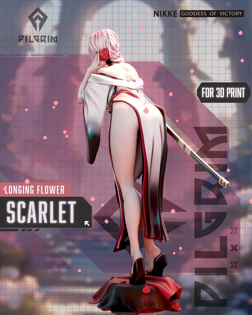 Scarlet (Longing Flower ver) | Fan Art | 3D Printed Resin Model Garage Kit | *Un-Painted* | Hybris Studios 3