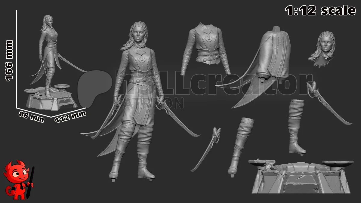 Jaheira | Fan Art | 3D Printed Resin Model Garage Kit | *Un-Painted* | H3LL Creator 9