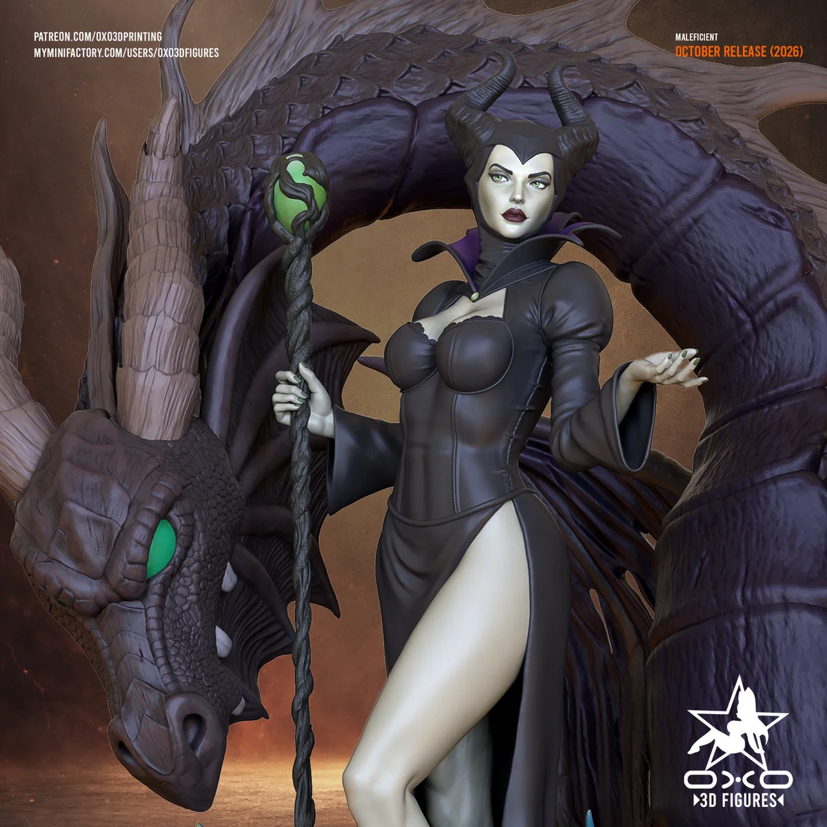 Maleficient | Fan Art | 3D Printed Resin Model Garage Kit | *Un-Painted* | OXO3D
